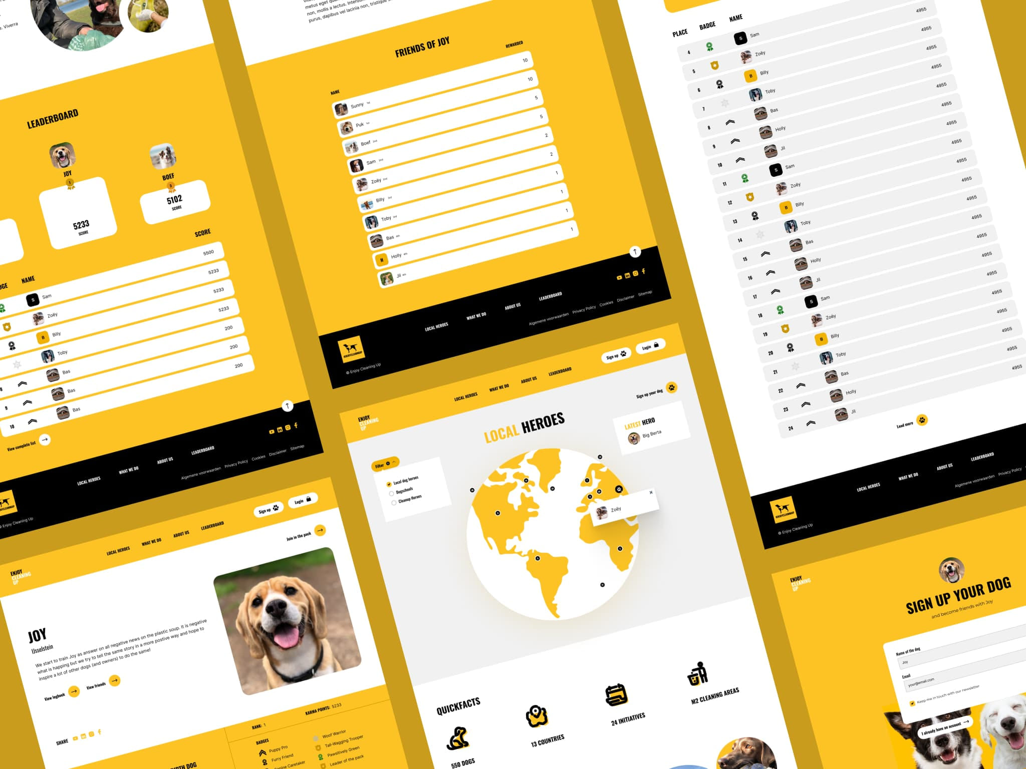 Overzicht van het Enjoy Cleaning Up platform op meerdere apparaten