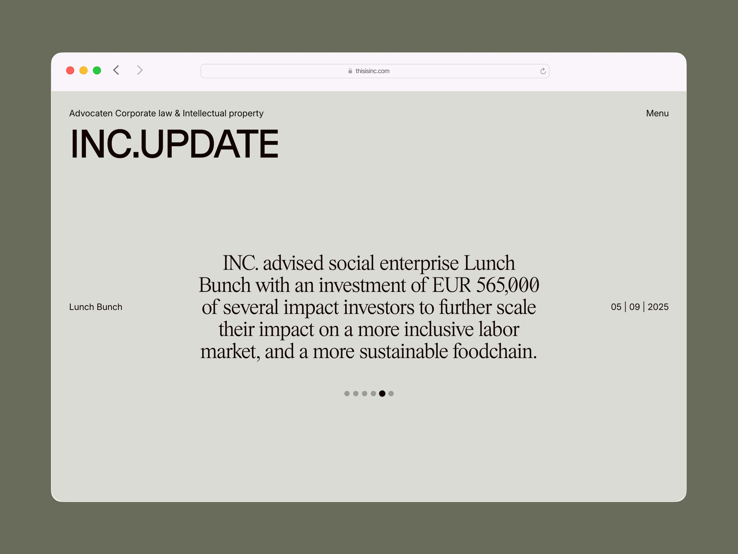 Detailopname van de INC. website