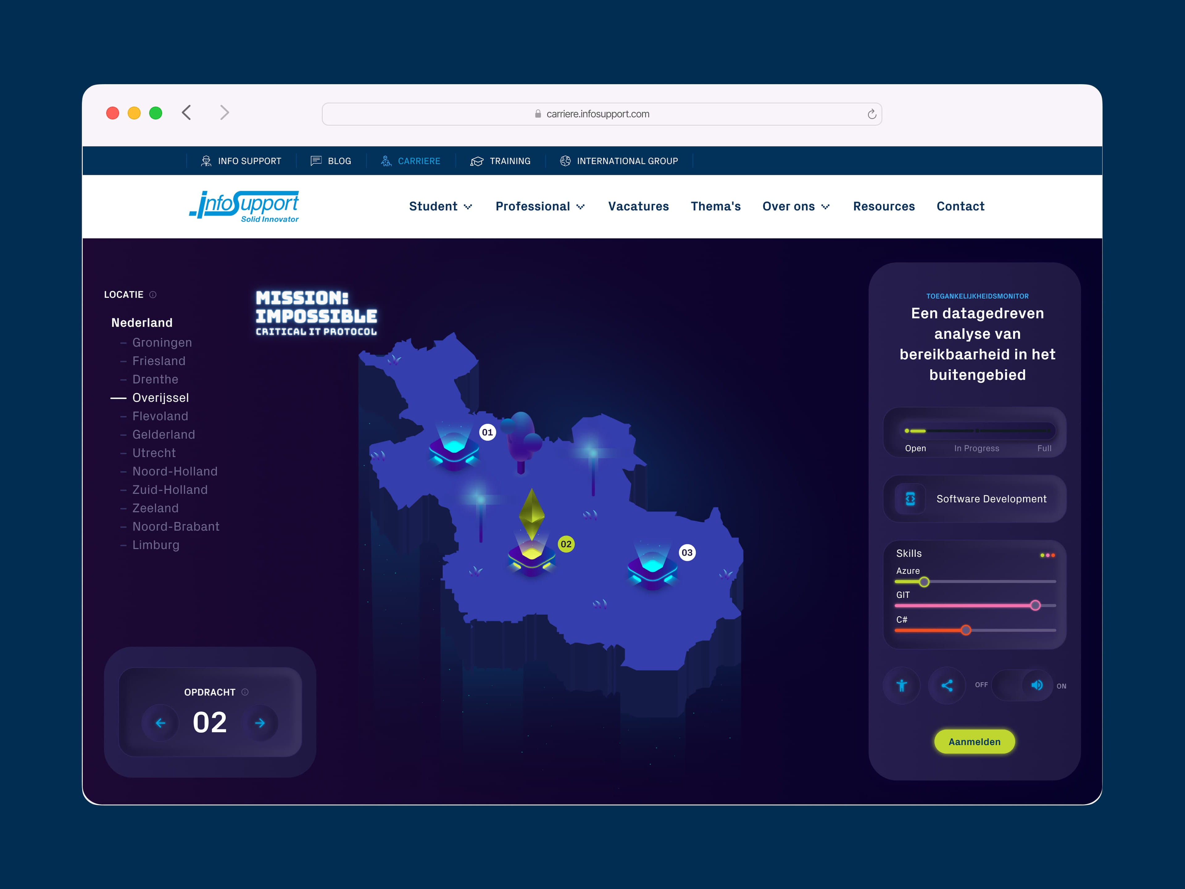 Detail van de interactieve kaart met provincies en projecten