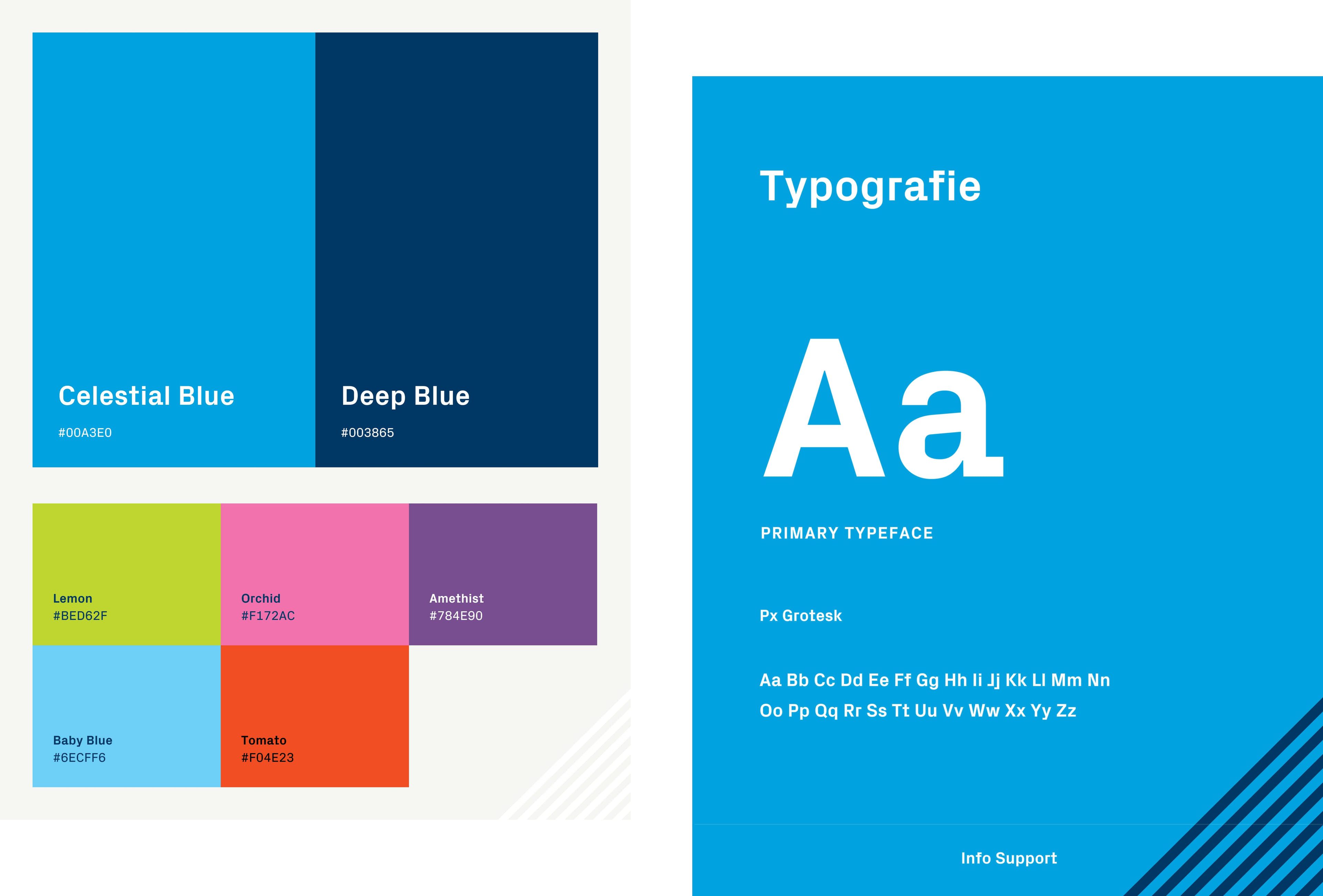Huisstijlelementen en kleuren van de Info Support carrièrewebsite
