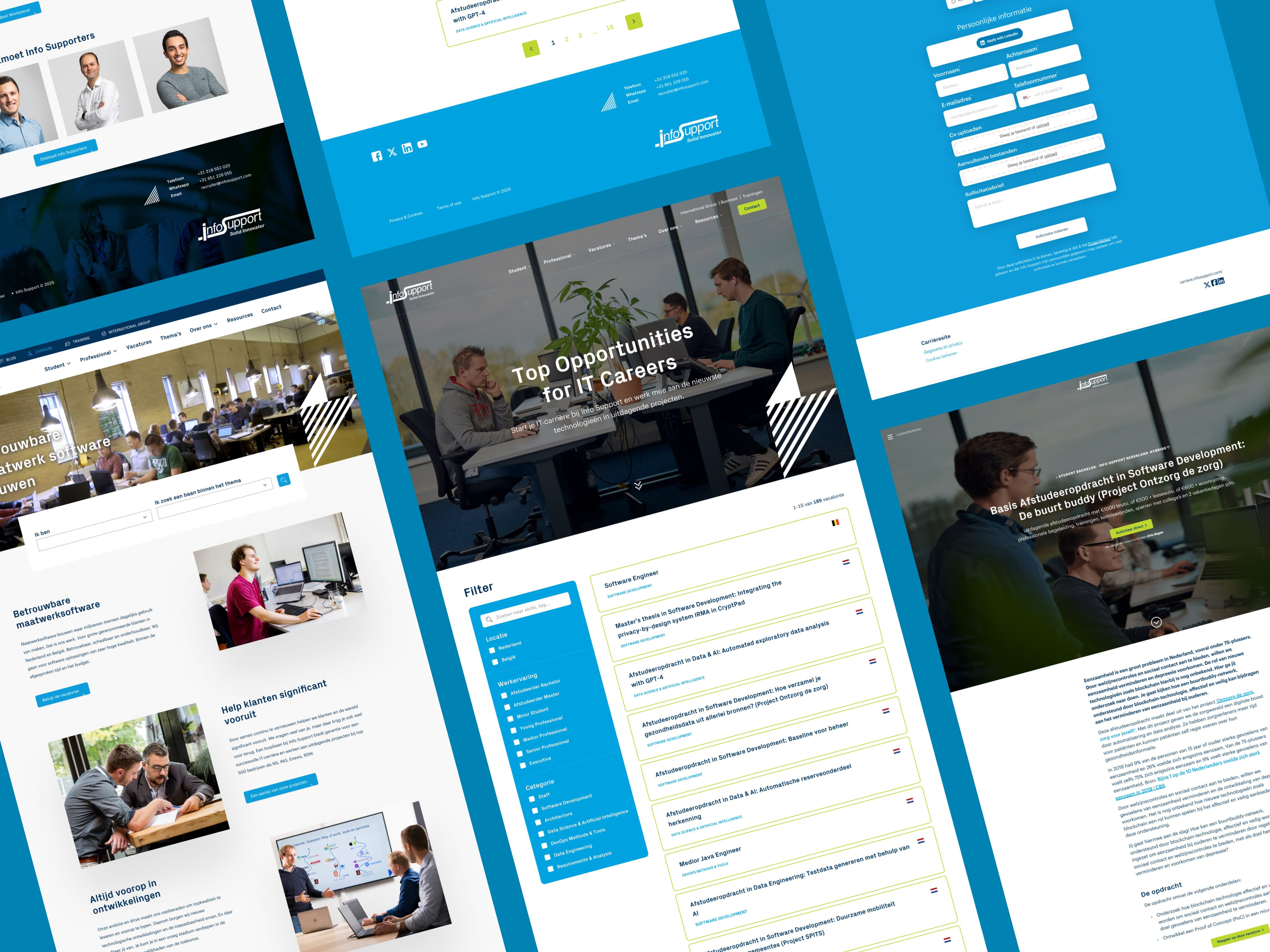 Overzicht van de Info Support carrièrewebsite op meerdere apparaten