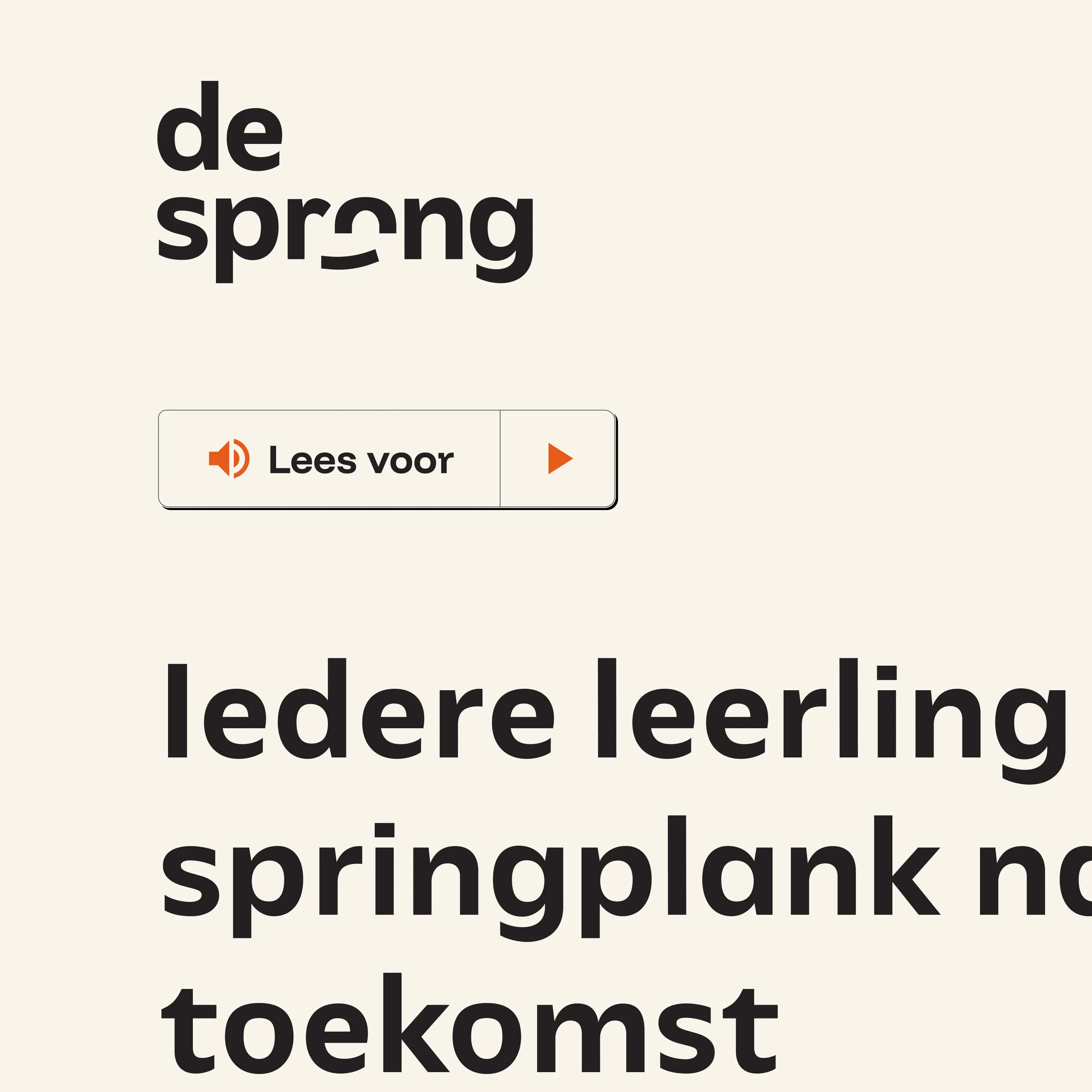Voorleesfunctie op de VSO De Sprong website